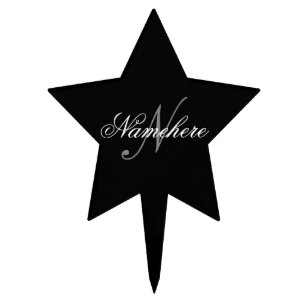 Unique Personalized Black and White Name Monogram Cake Topper