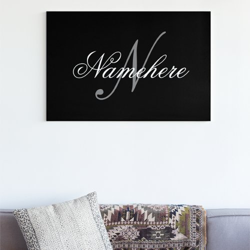 Unique Personalized Black and White Name Monogram Canvas Print