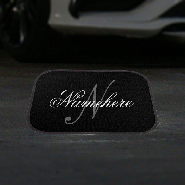 Unique Personalized Black and White Name Monogram Car Floor Mat (Creator Uploaded)