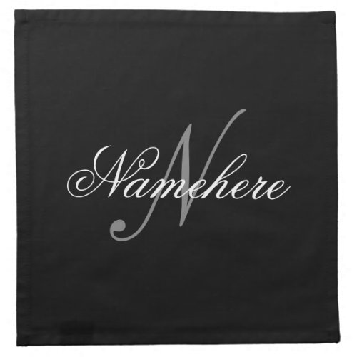 Unique Personalized Black and White Name Monogram Cloth Napkin