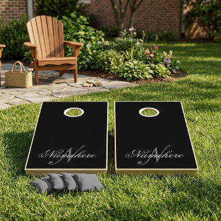 Unique Personalized Black and White Name Monogram Cornhole Set