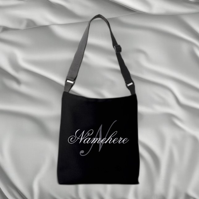 Unique Personalized Black and White Name Monogram Crossbody Bag (Creator Uploaded)