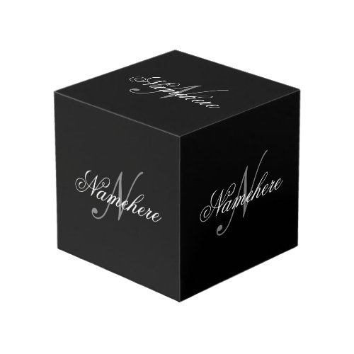 Unique Personalized Black and White Name Monogram Cube