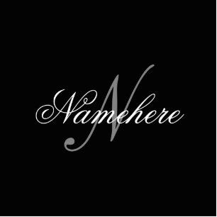 Unique Personalized Black and White Name Monogram Cutout
