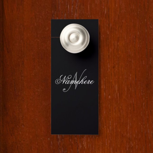 Unique Personalized Black and White Name Monogram Door Hanger (Creator Uploaded)