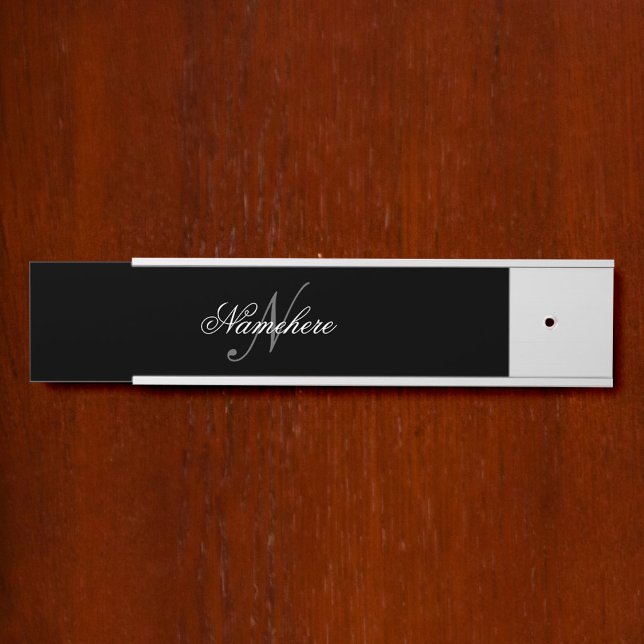 Unique Personalized Black and White Name Monogram Door Sign (Creator Uploaded)