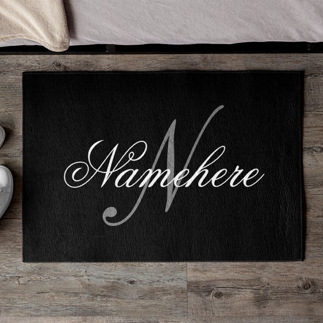 Unique Personalized Black and White Name Monogram Doormat (Creator Uploaded)