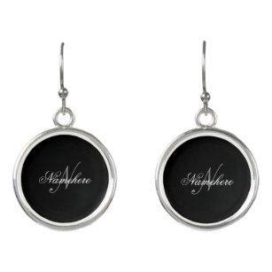Unique Personalized Black and White Name Monogram Earrings