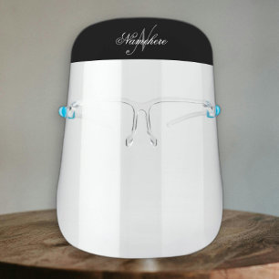 Unique Personalized Black and White Name Monogram Face Shield