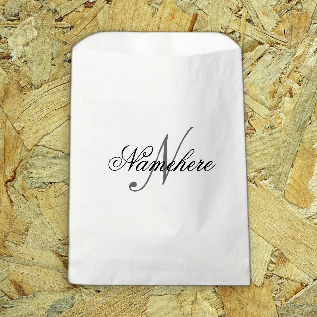 Unique Personalized Black and White Name Monogram Favor Bag (Creator Uploaded)