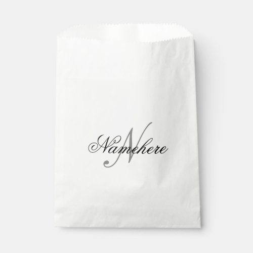 Unique Personalized Black and White Name Monogram Favor Bag