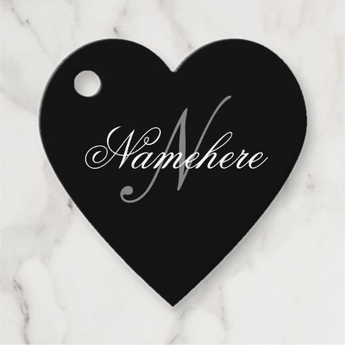 Unique Personalized Black and White Name Monogram Favor Tags