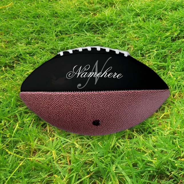 Unique Personalized Black and White Name Monogram Football (Creator Uploaded)
