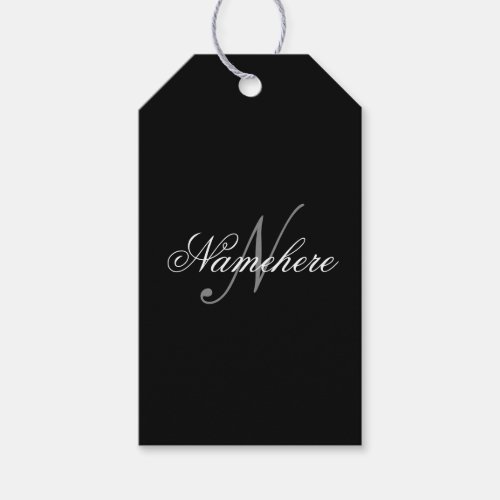 Unique Personalized Black and White Name Monogram Gift Tags