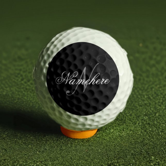 Unique Personalized Black and White Name Monogram Golf Balls (Creator Uploaded)