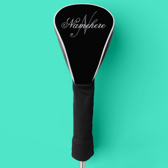 Unique Personalized Black and White Name Monogram Golf Head Cover (Creator Uploaded)