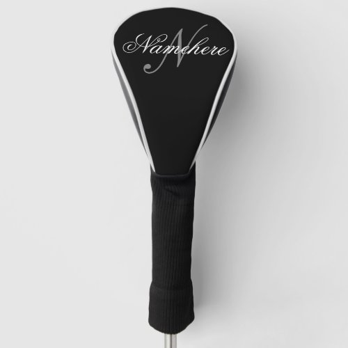 Unique Personalized Black and White Name Monogram Golf Head Cover