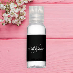 Unique Personalized Black and White Name Monogram Hand Sanitizer