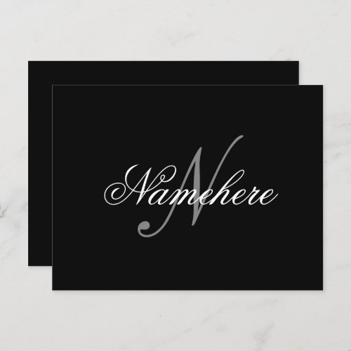 Unique Personalized Black and White Name Monogram Holiday Postcard