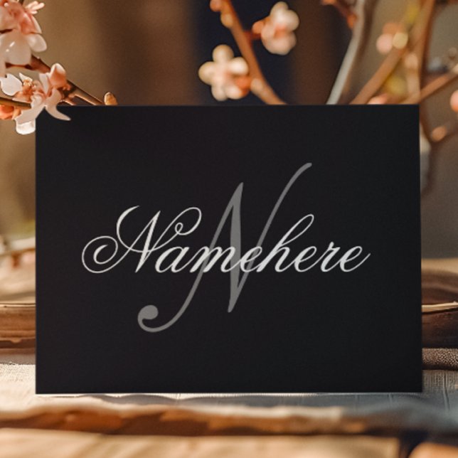 Unique Personalized Black and White Name Monogram Holiday Postcard (Creator Uploaded)