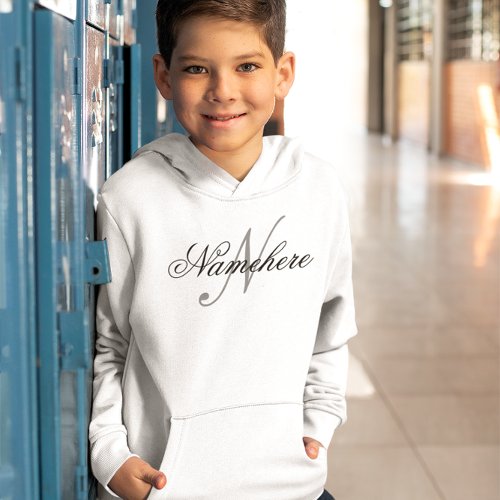 Unique Personalized Black and White Name Monogram  Hoodie