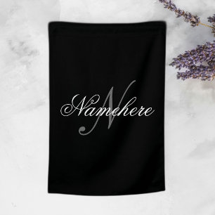 Unique Personalized Black and White Name Monogram House Flag