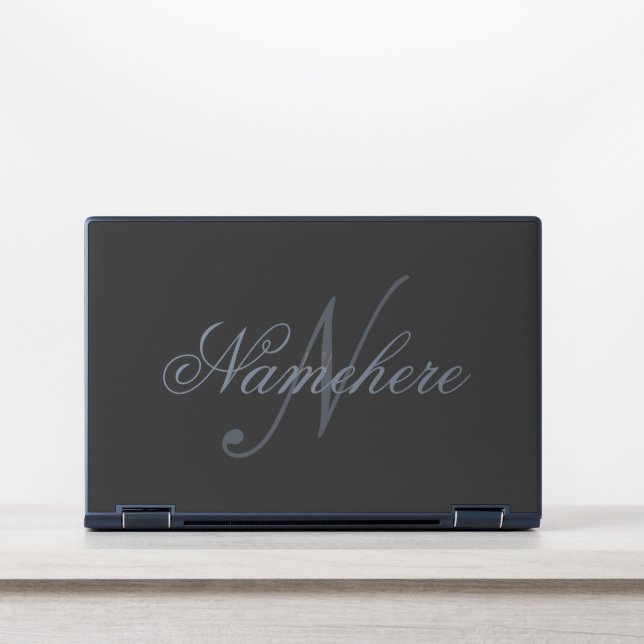 Unique Personalized Black and White Name Monogram HP Laptop Skin (Front)