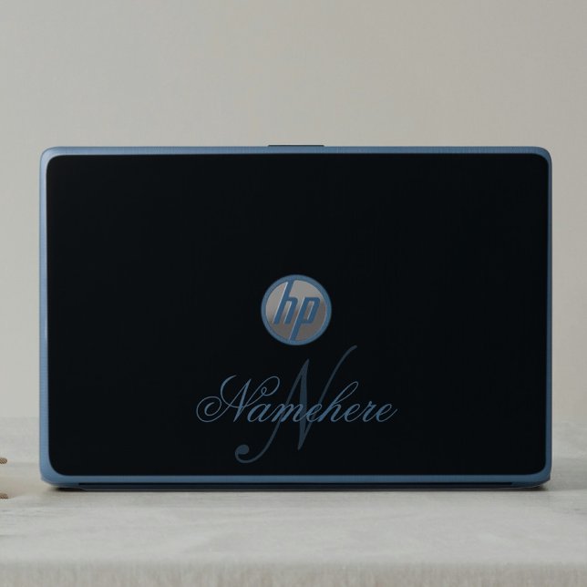 Unique Personalized Black and White Name Monogram HP Laptop Skin (Creator Uploaded)