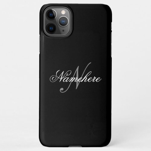 Unique Personalized Black and White Name Monogram  iPhone 11Pro Max Case