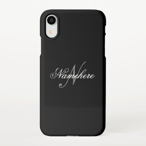 Unique Personalized Black and White Name Monogram iPhone XR Case