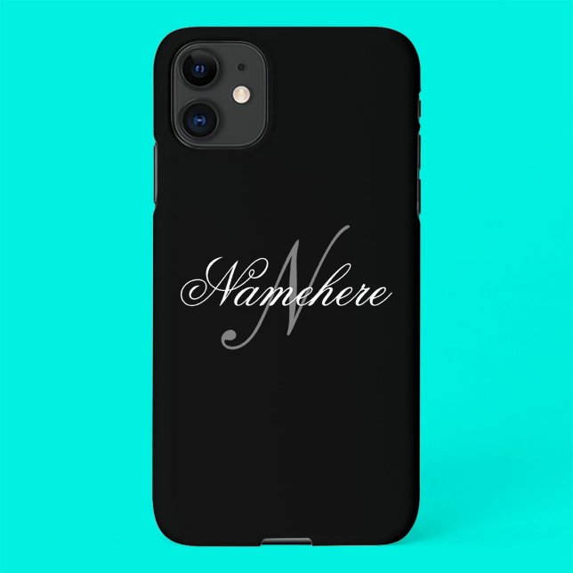 Unique Personalized Black and White Name Monogram  iPhone Case (Creator Uploaded)
