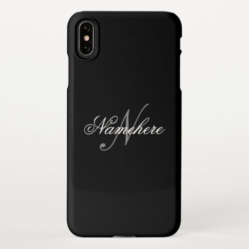 Unique Personalized Black and White Name Monogram  iPhone XS Max Case