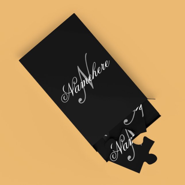 Unique Personalized Black and White Name Monogram Jigsaw Puzzle (Creator Uploaded)