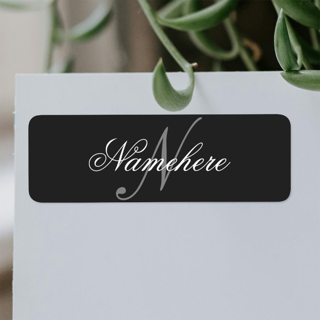 Unique Personalized Black and White Name Monogram Label (Creator Uploaded)