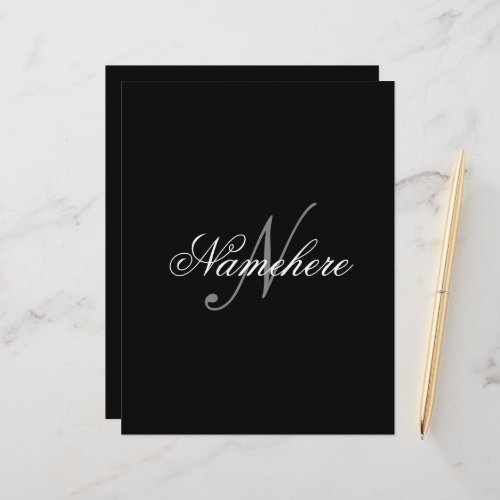 Unique Personalized Black and White Name Monogram Letterhead