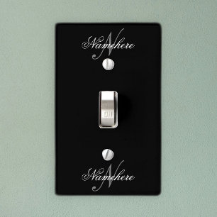 Unique Personalized Black and White Name Monogram Light Switch Cover
