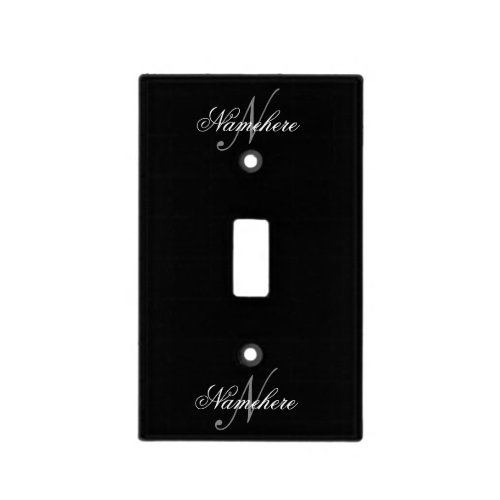 Unique Personalized Black and White Name Monogram Light Switch Cover