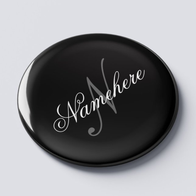 Unique Personalized Black and White Name Monogram Magnet (Creator Uploaded)