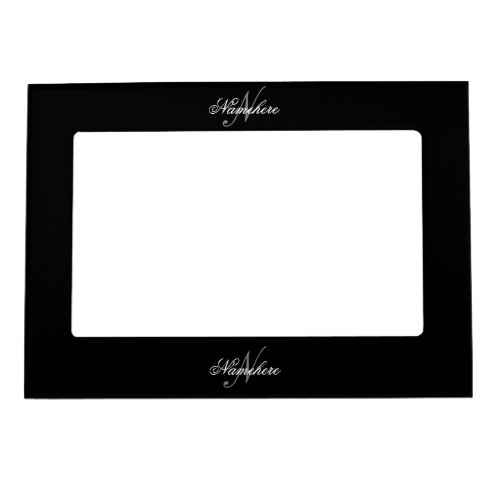 Unique Personalized Black and White Name Monogram Magnetic Frame