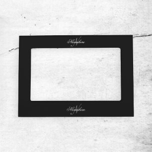 Unique Personalized Black and White Name Monogram Magnetic Frame