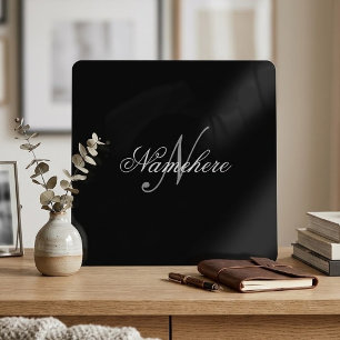 Unique Personalized Black and White Name Monogram Metal Print