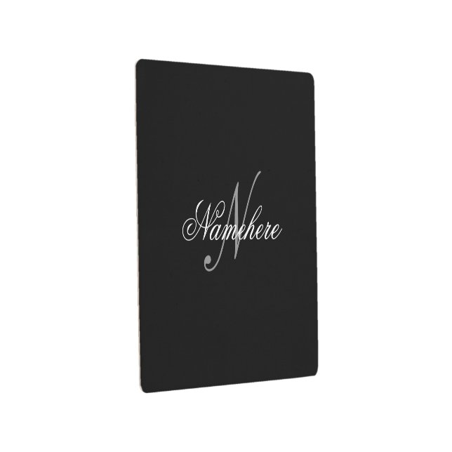 Unique Personalized Black and White Name Monogram Metal Print (3/4)