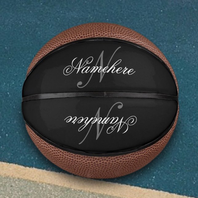 Unique Personalized Black and White Name Monogram Mini Basketball (Creator Uploaded)