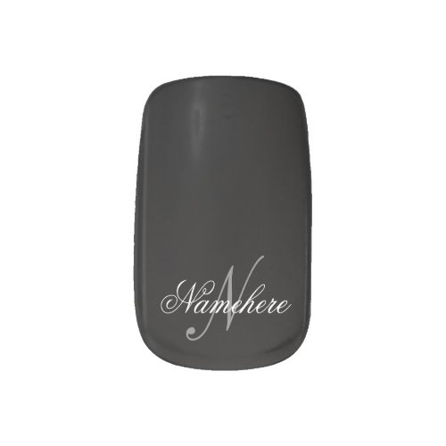 Unique Personalized Black and White Name Monogram Minx Nail Art