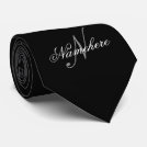 Unique Personalized Black and White Name Monogram Neck Tie Unique Personalized Black and White Name Monogram Neck Tie