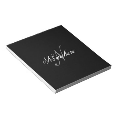 Unique Personalized Black and White Name Monogram Notepad