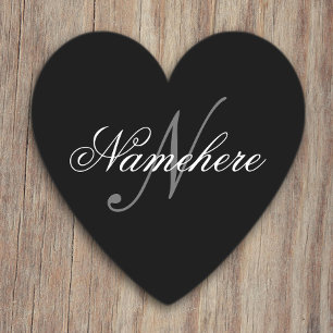 Unique Personalized Black and White Name Monogram Paper Coaster