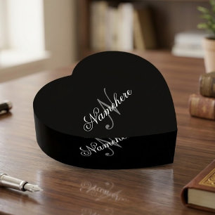 Unique Personalized Black and White Name Monogram Paperweight