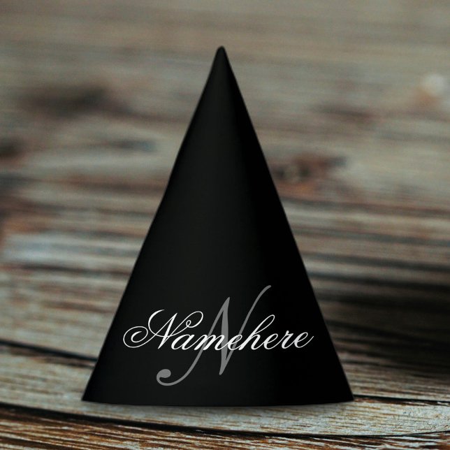Unique Personalized Black and White Name Monogram Party Hat (Creator Uploaded)