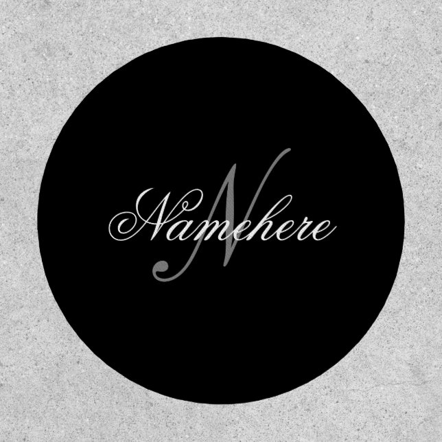 Unique Personalized Black and White Name Monogram Patch (Front)